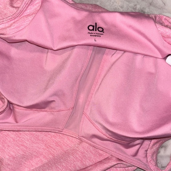 ALO Alosoft Yoga Light Heather Pink Tank Top - Picture 8 of 9